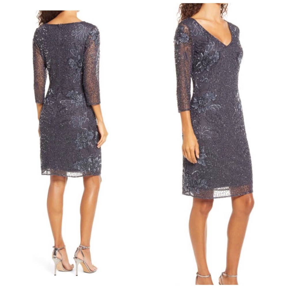 NWOT Pisarro Nights Beaded V Neck Cocktail Dress size 16